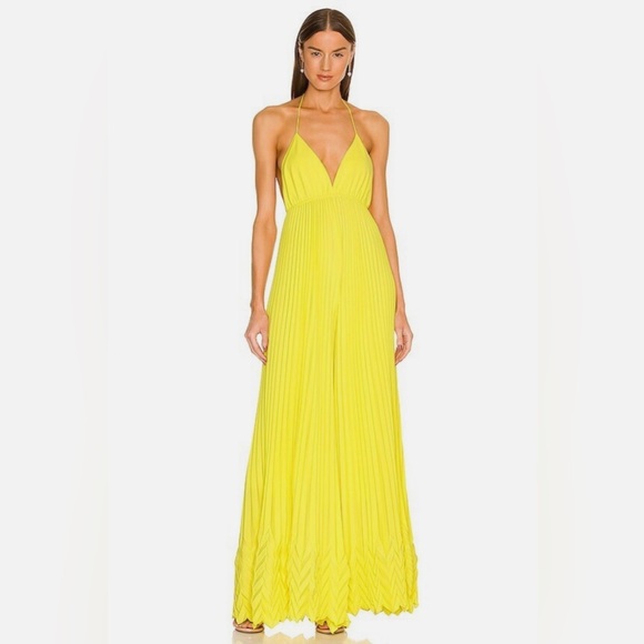 Alice + Olivia Pants - Alice + Olivia Sunny Yellow Wide Leg Jumpsuit
